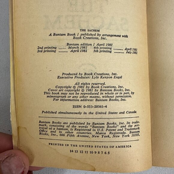 The Sachem By Donald Clayton Porter 1981 Paperback White Indian Series Book IV - Picture 4 of 4